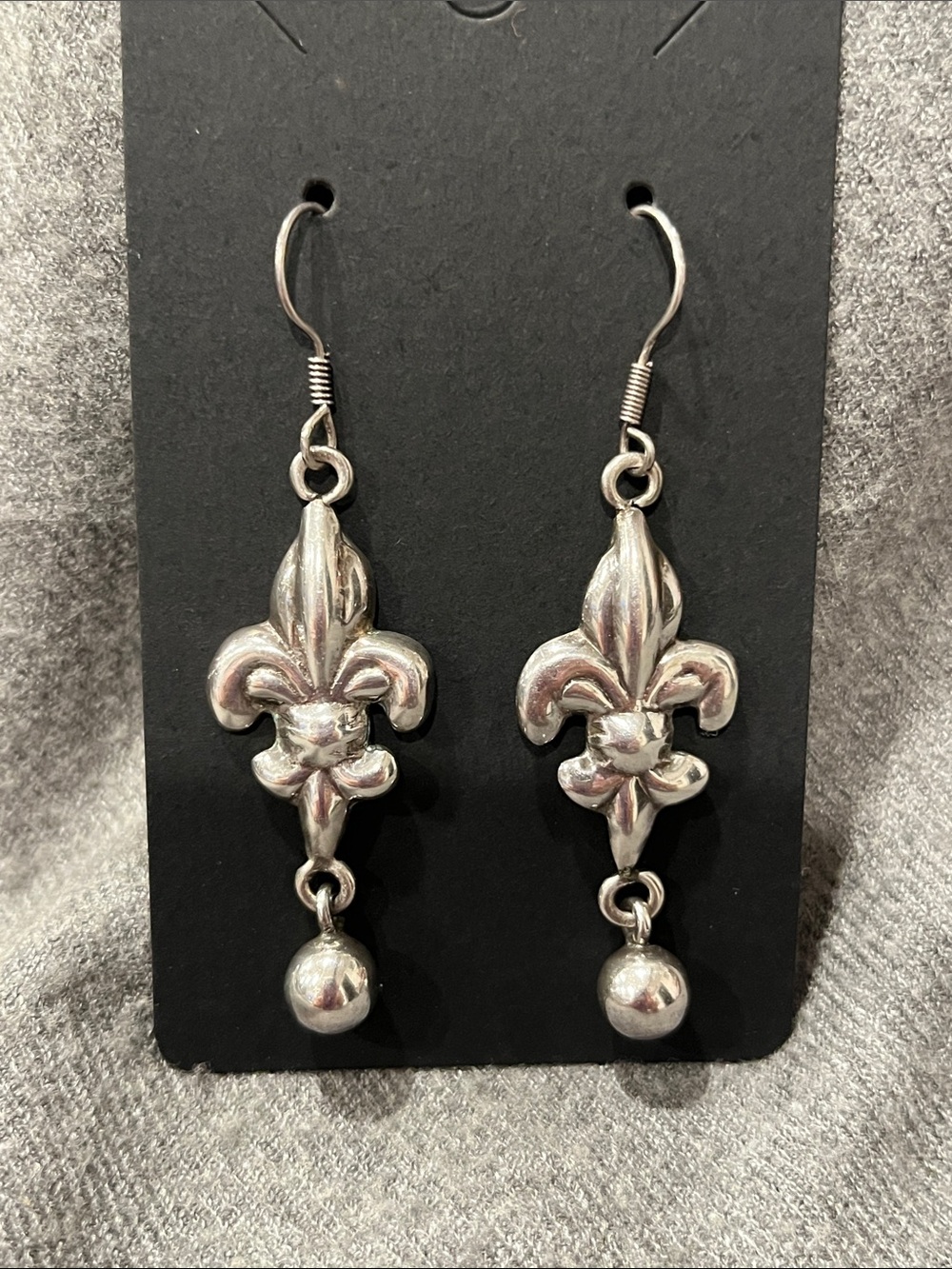 Vtg Sterling Fleur de Lis Earrings